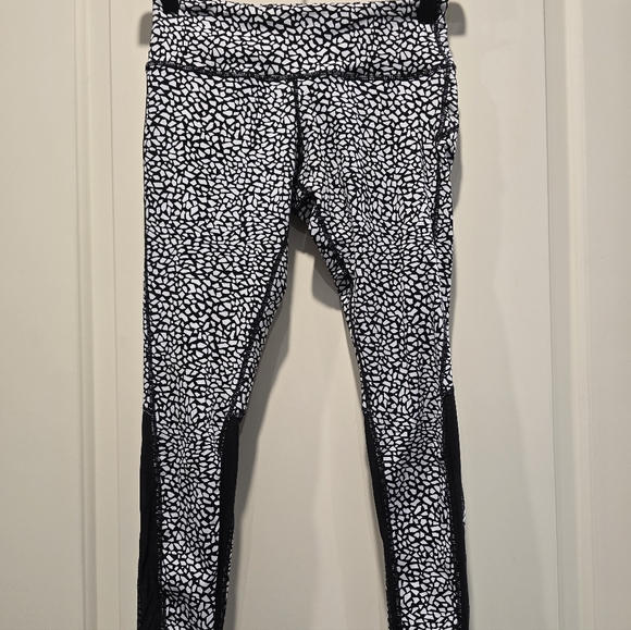 Lululemon Wunder Under Hi Rise Crop Leggings Sz 6 Miss Mosaic Black Excellent I - Picture 1 of 11